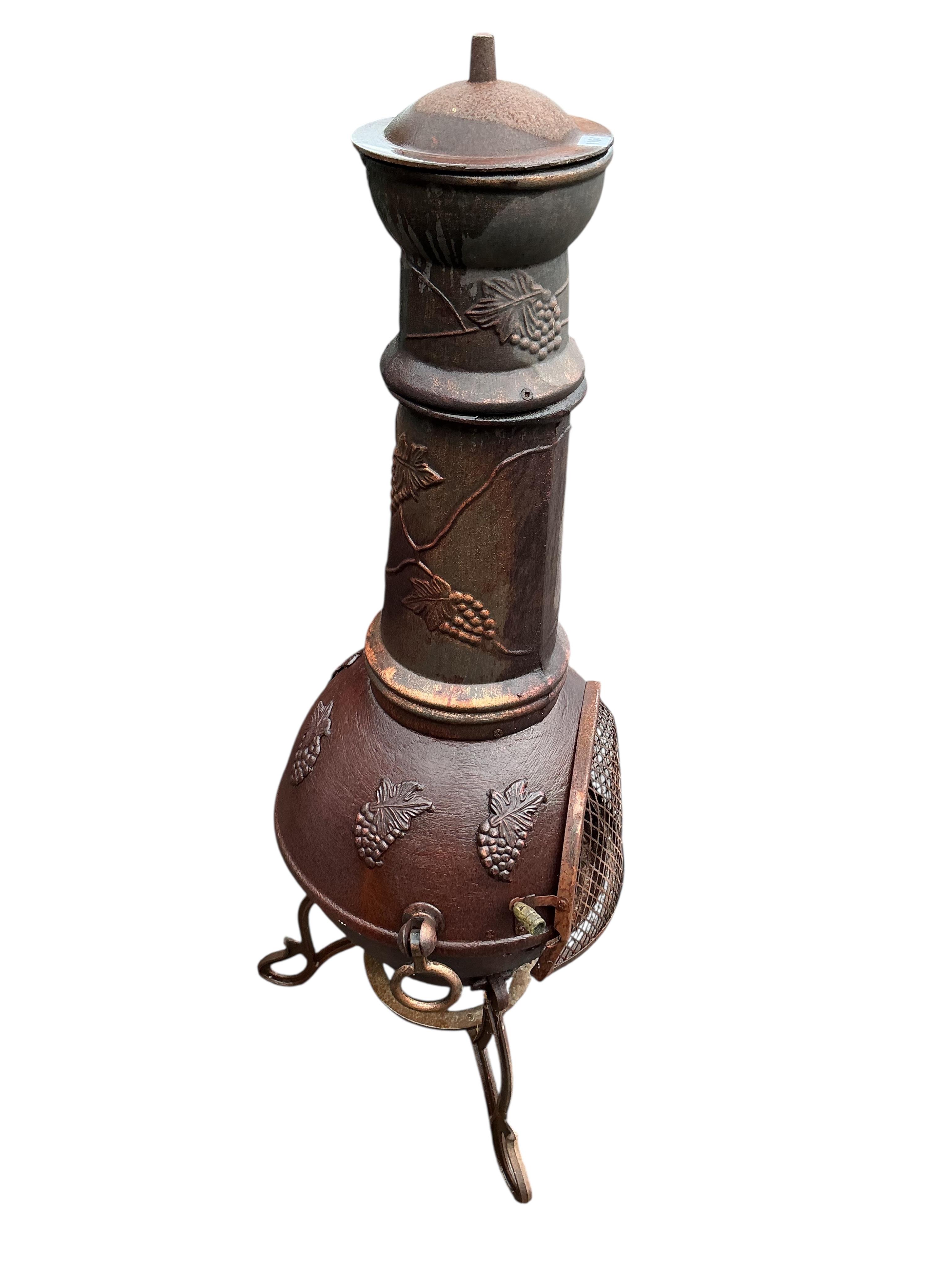 A cast metal chimenea, height 126cm